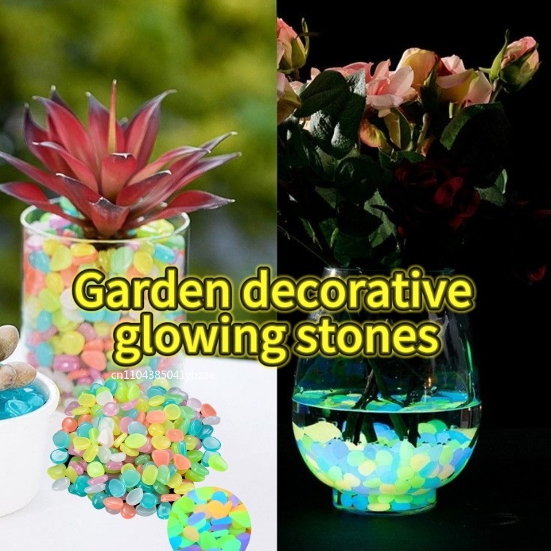 Fish Tank Gravel - 100-1000PCS Pietra luminosa Giardino Acquario Paesaggio